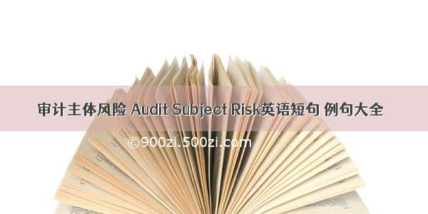 审计主体风险 Audit Subject Risk英语短句 例句大全