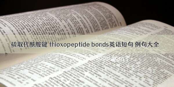 硫取代酰胺键 thioxopeptide bonds英语短句 例句大全