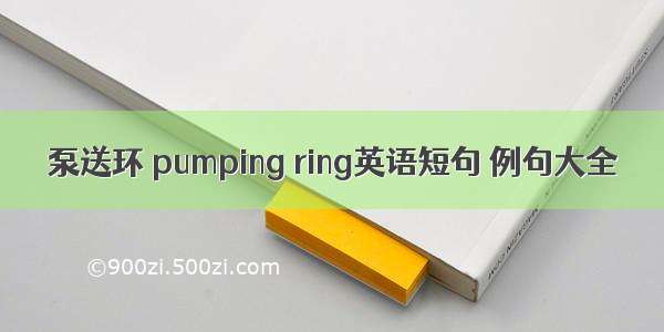 泵送环 pumping ring英语短句 例句大全