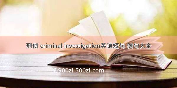 刑侦 criminal investigation英语短句 例句大全