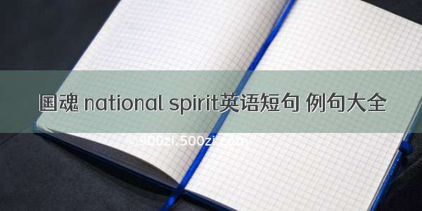 国魂 national spirit英语短句 例句大全