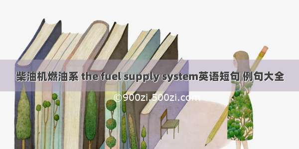 柴油机燃油系 the fuel supply system英语短句 例句大全