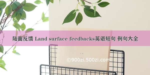 陆面反馈 Land surface feedbacks英语短句 例句大全