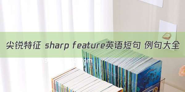 尖锐特征 sharp feature英语短句 例句大全