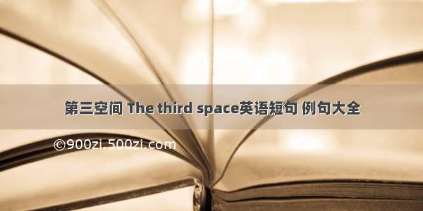 第三空间 The third space英语短句 例句大全