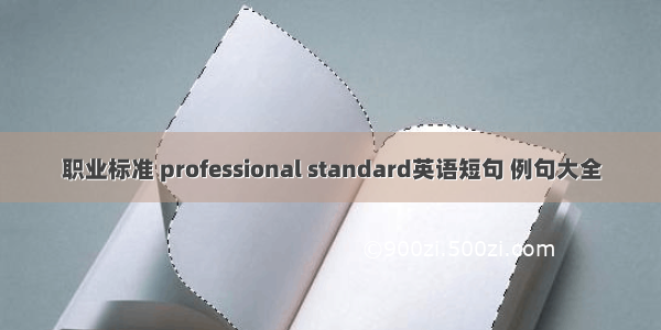 职业标准 professional standard英语短句 例句大全