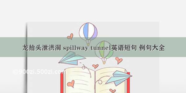 龙抬头泄洪洞 spillway tunnel英语短句 例句大全