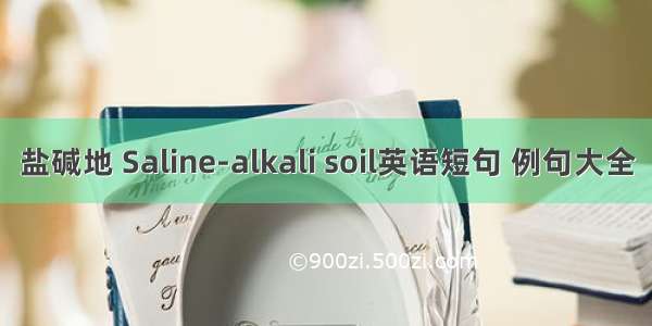 盐碱地 Saline-alkali soil英语短句 例句大全