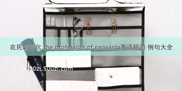 农民职业化 the profession of peasants英语短句 例句大全