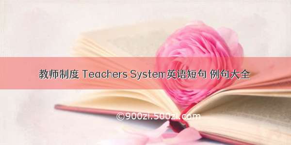 教师制度 Teachers System英语短句 例句大全