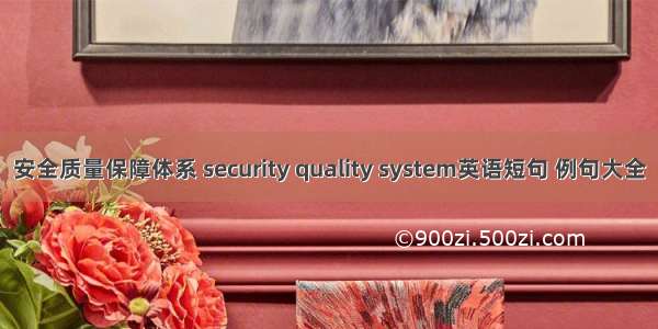 安全质量保障体系 security quality system英语短句 例句大全