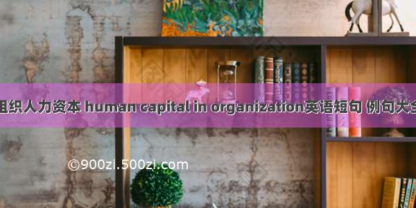 组织人力资本 human capital in organization英语短句 例句大全