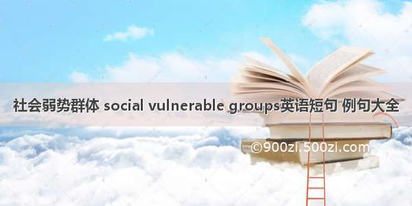 社会弱势群体 social vulnerable groups英语短句 例句大全