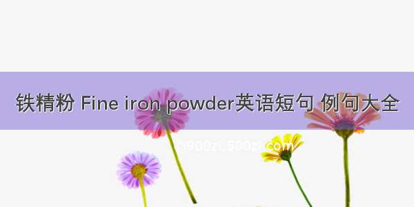 铁精粉 Fine iron powder英语短句 例句大全