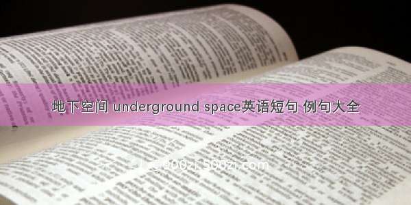 地下空间 underground space英语短句 例句大全