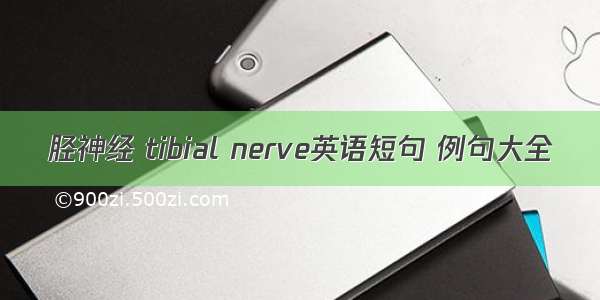 胫神经 tibial nerve英语短句 例句大全