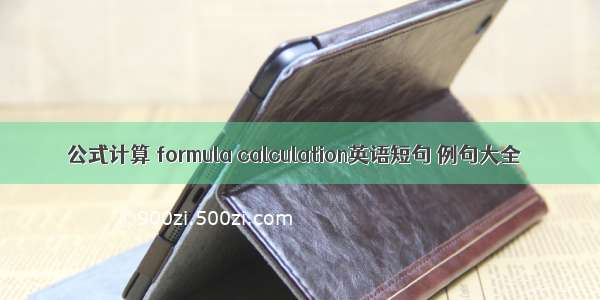 公式计算 formula calculation英语短句 例句大全