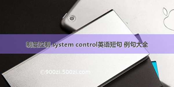 制度控制 system control英语短句 例句大全