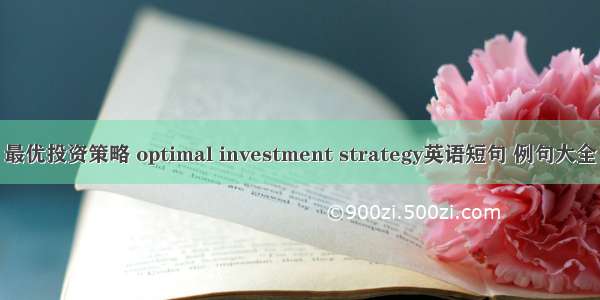 最优投资策略 optimal investment strategy英语短句 例句大全