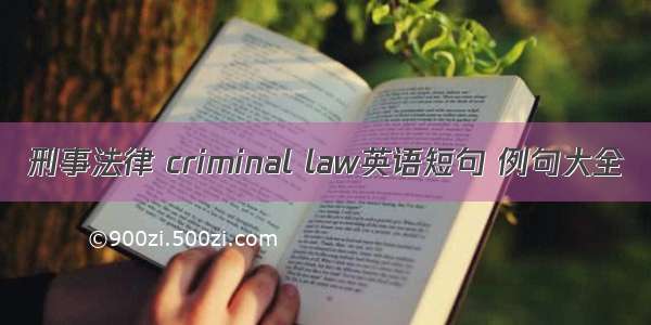 刑事法律 criminal law英语短句 例句大全