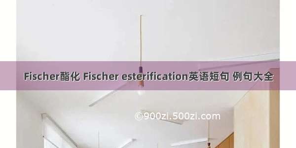 Fischer酯化 Fischer esterification英语短句 例句大全