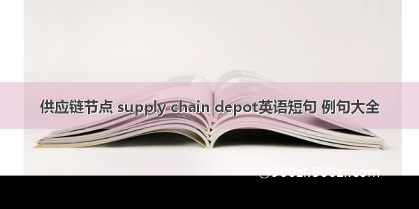 供应链节点 supply chain depot英语短句 例句大全