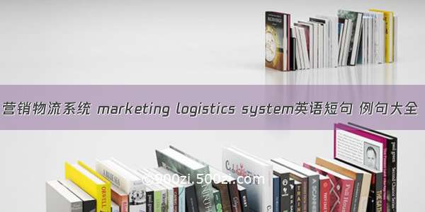 营销物流系统 marketing logistics system英语短句 例句大全