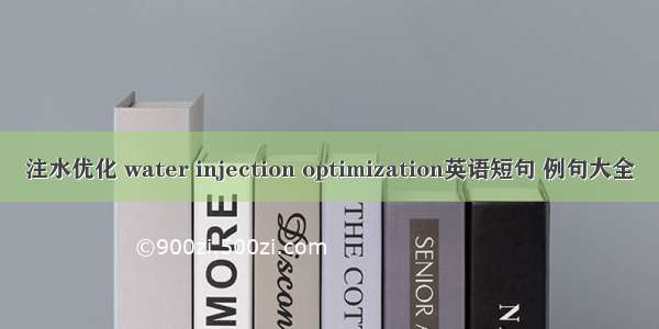 注水优化 water injection optimization英语短句 例句大全