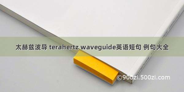 太赫兹波导 terahertz waveguide英语短句 例句大全