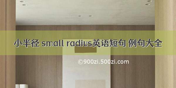 小半径 small radius英语短句 例句大全