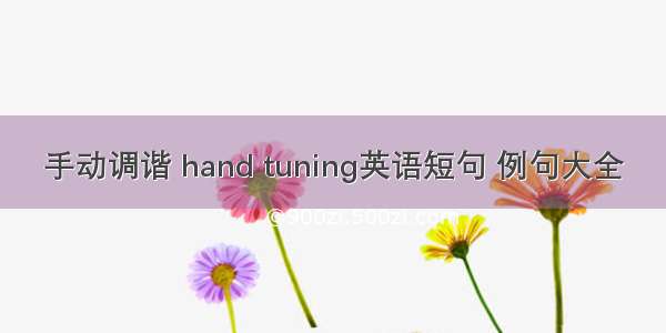 手动调谐 hand tuning英语短句 例句大全