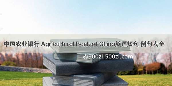 中国农业银行 Agricultural Bank of China英语短句 例句大全