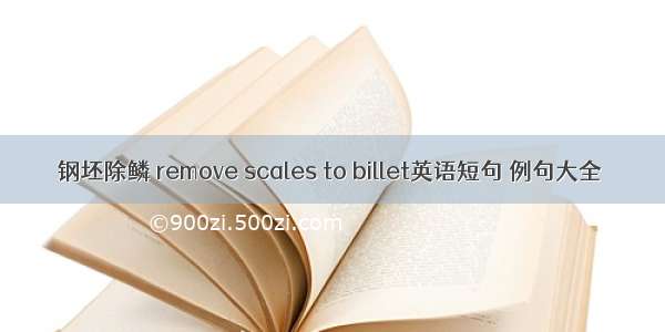 钢坯除鳞 remove scales to billet英语短句 例句大全