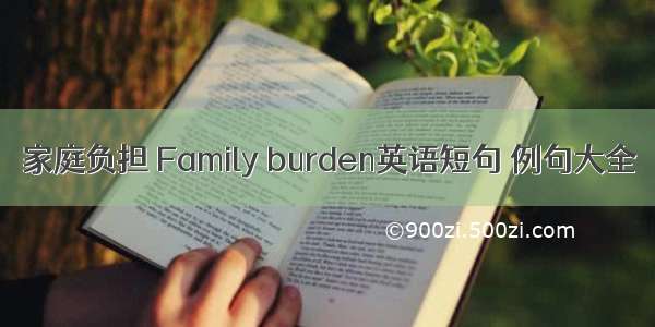 家庭负担 Family burden英语短句 例句大全