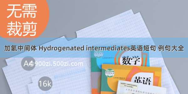 加氢中间体 Hydrogenated intermediates英语短句 例句大全