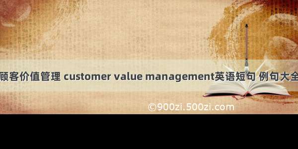 顾客价值管理 customer value management英语短句 例句大全