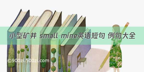 小型矿井 small mine英语短句 例句大全