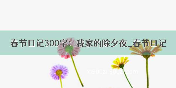 春节日记300字：我家的除夕夜_春节日记