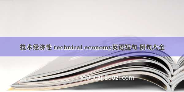 技术经济性 technical economy英语短句 例句大全