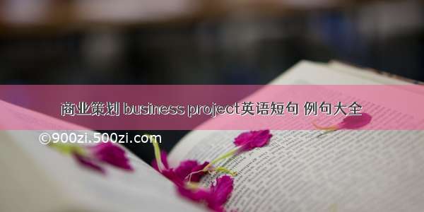 商业策划 business project英语短句 例句大全