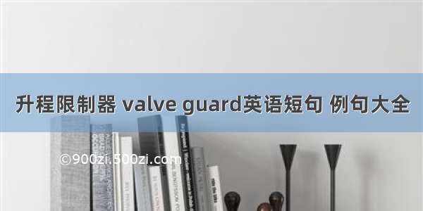 升程限制器 valve guard英语短句 例句大全