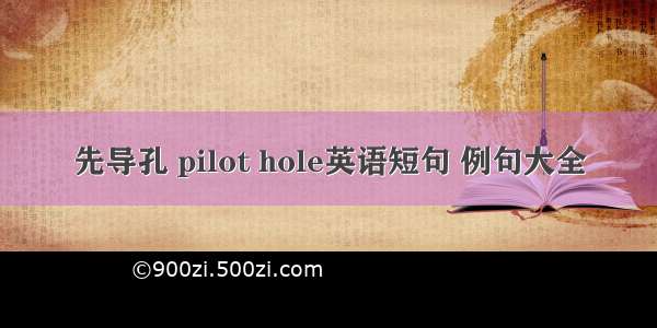 先导孔 pilot hole英语短句 例句大全