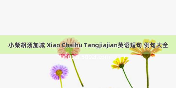 小柴胡汤加减 Xiao Chaihu Tangjiajian英语短句 例句大全