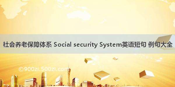 社会养老保障体系 Social security System英语短句 例句大全