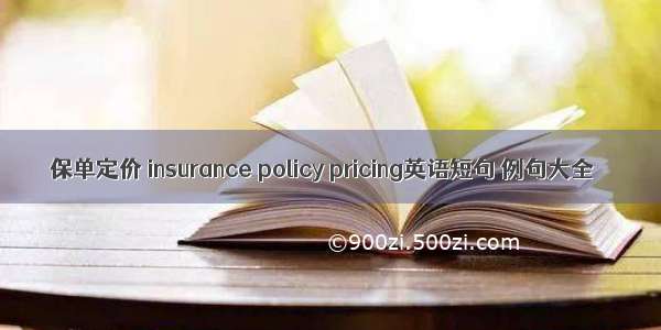 保单定价 insurance policy pricing英语短句 例句大全