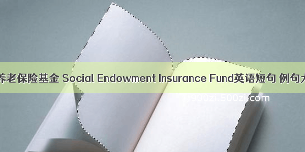 社会养老保险基金 Social Endowment Insurance Fund英语短句 例句大全