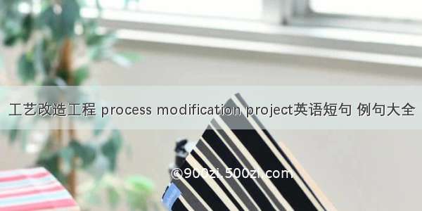 工艺改造工程 process modification project英语短句 例句大全