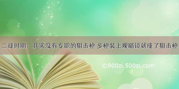 二战时期：其实没有专职的狙击枪 步枪装上观瞄镜就成了狙击枪