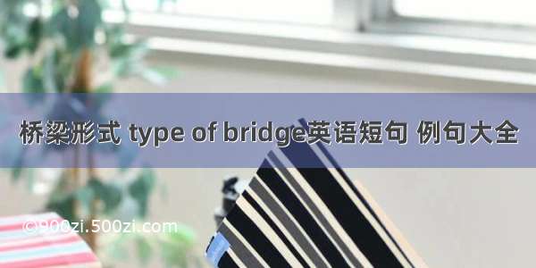 桥梁形式 type of bridge英语短句 例句大全