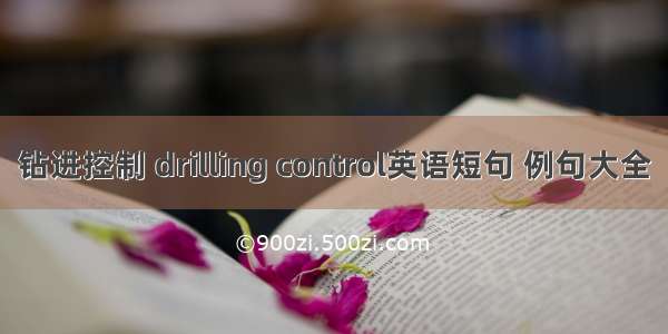 钻进控制 drilling control英语短句 例句大全